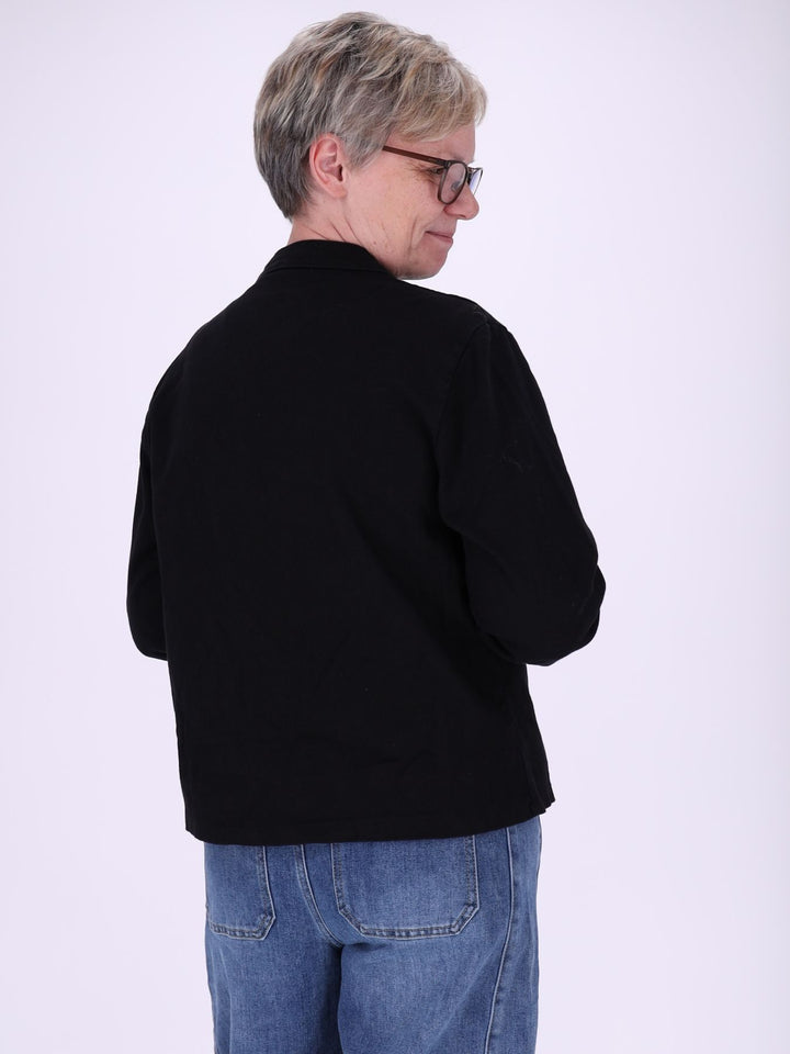 Schwarze Damen Military Jacket aus Denim mit Reißverschluss – feminin & modern