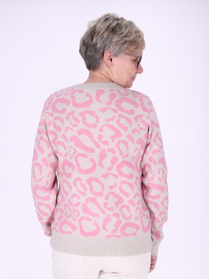 Damen Strickpullover mit Leo-Muster in Pink – weich, feminin & modern