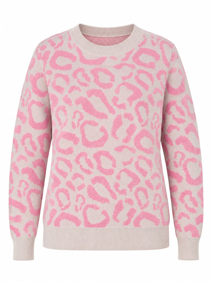 Damen Strickpullover mit Leo-Muster in Pink – weich, feminin & modern