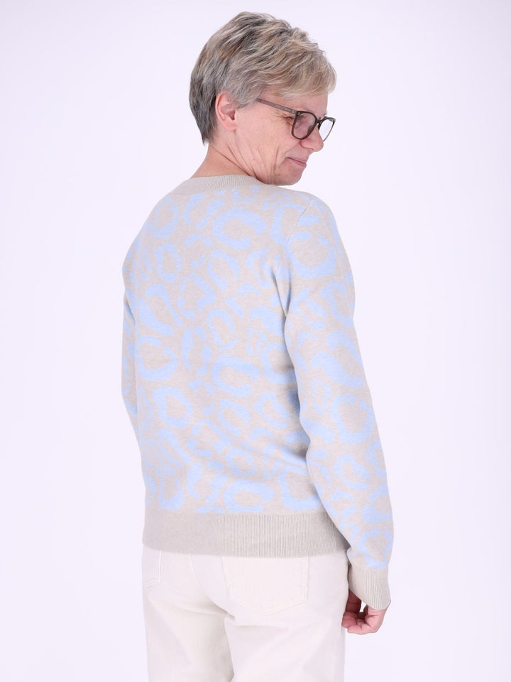 Damen Strickpullover mit Leo-Muster in Blau – weich, modern & vielseitig kombinierbar