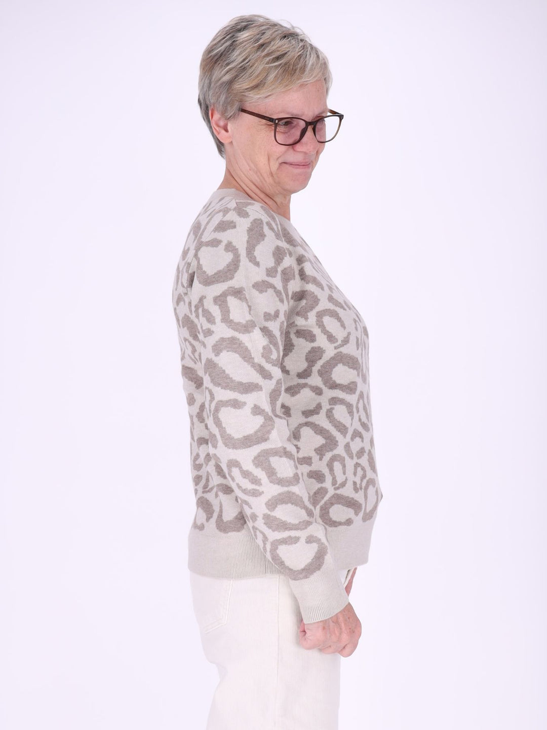 Brauner Damen Strickpullover mit Leo-Muster – weich, modern & stilvoll