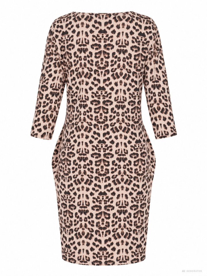 Kleid Damen 3/4 Arm Jersey AOP Leo klein