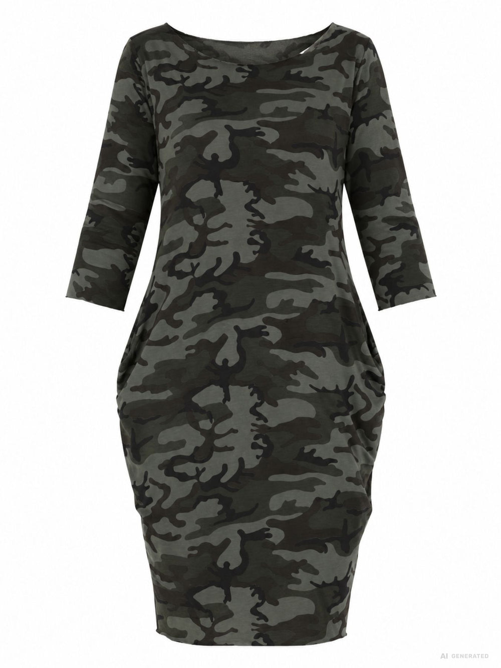 Kleid Damen 3/4 Arm Jersey AOP Camouflage