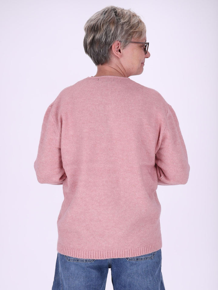 Damen Strickpullover mit Schriftzug in Rosa – weich, feminin & modern