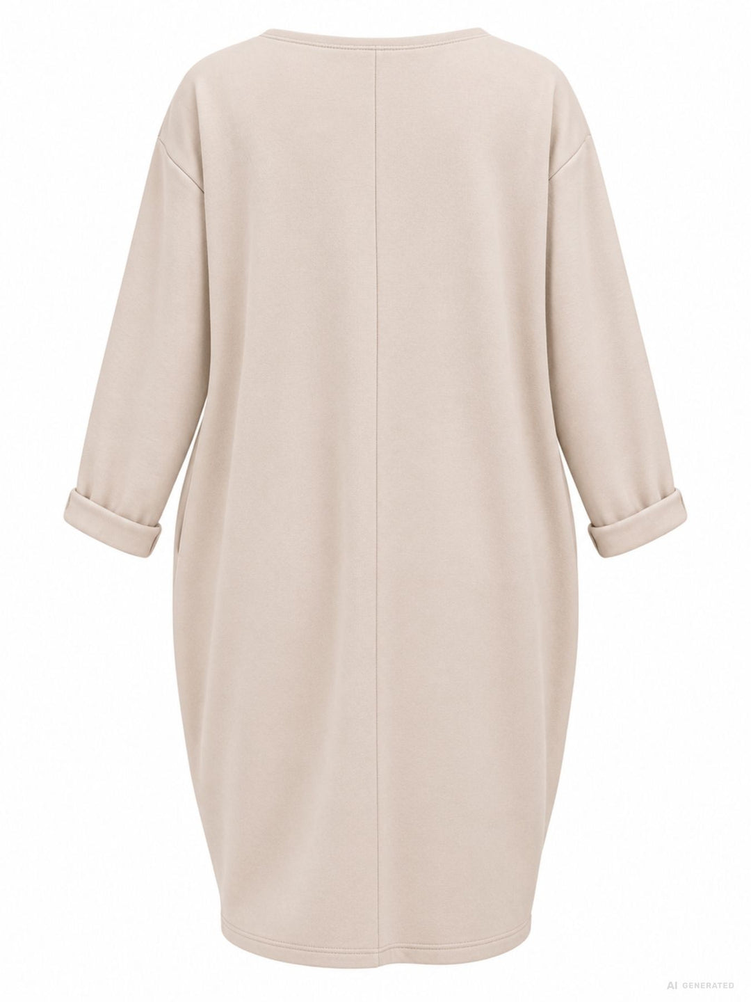 Beiges Damen Kleid mit Seitentaschen – lässig, bequem & modern