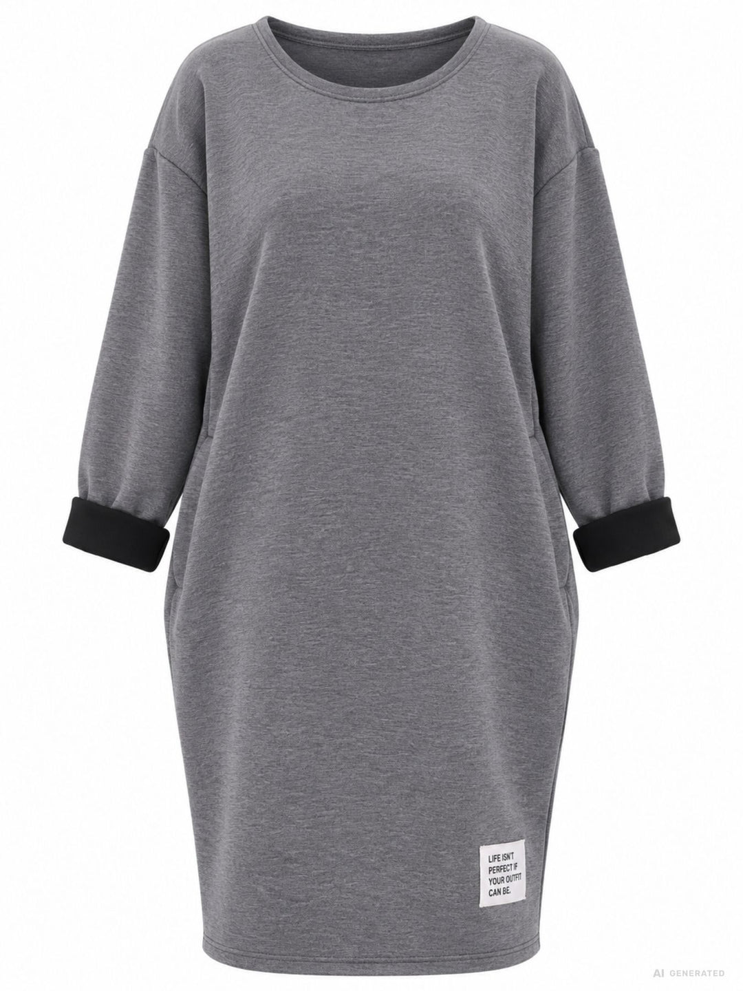 Kleid Damen Langarm Seitentaschen