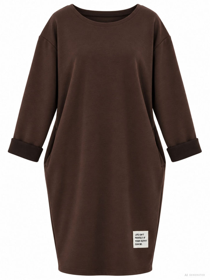Kleid Damen Langarm Seitentaschen
