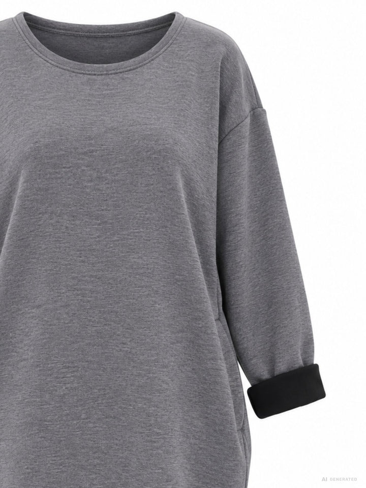 Kleid Damen Langarm Seitentaschen
