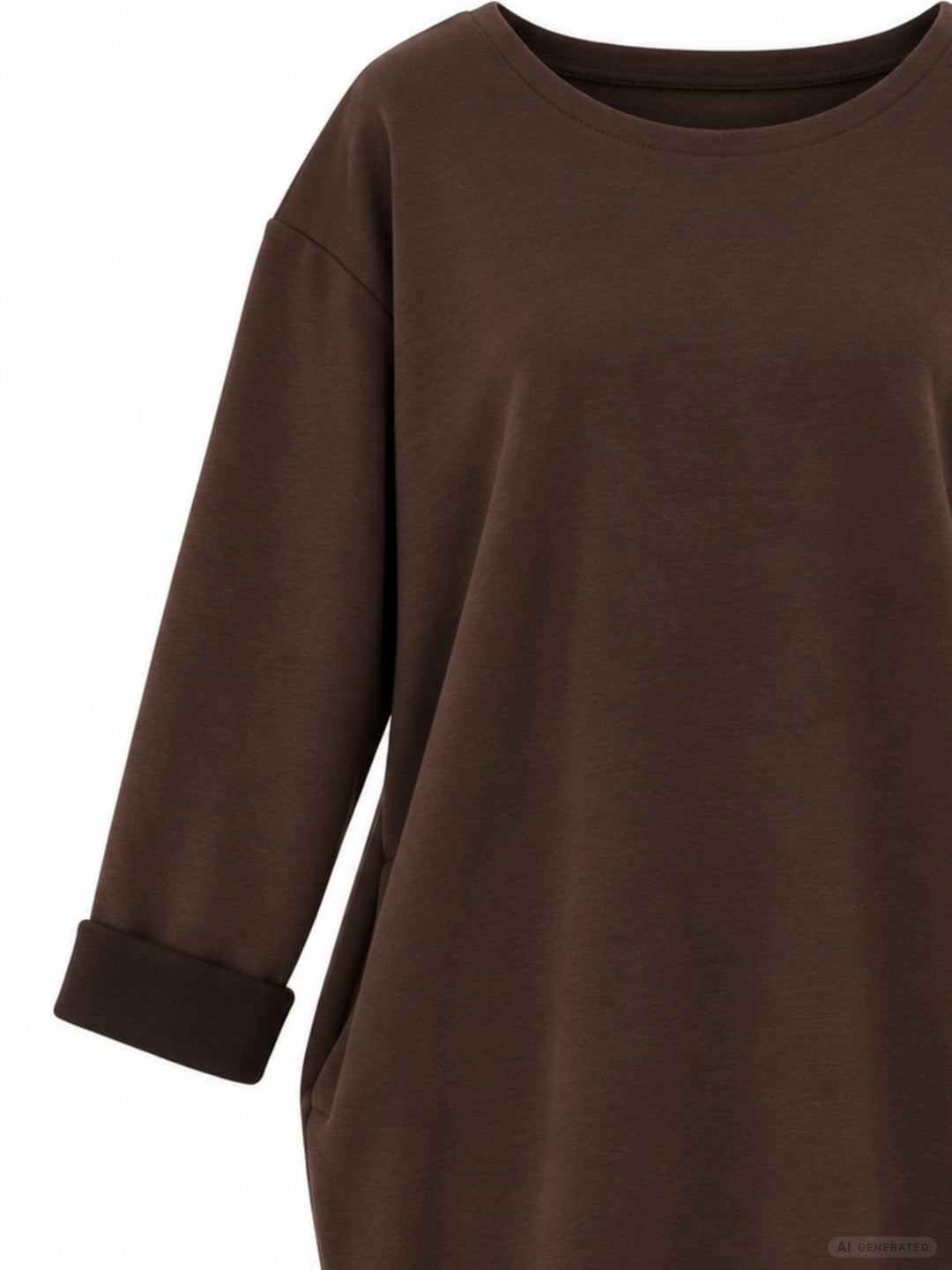 Kleid Damen Langarm Seitentaschen