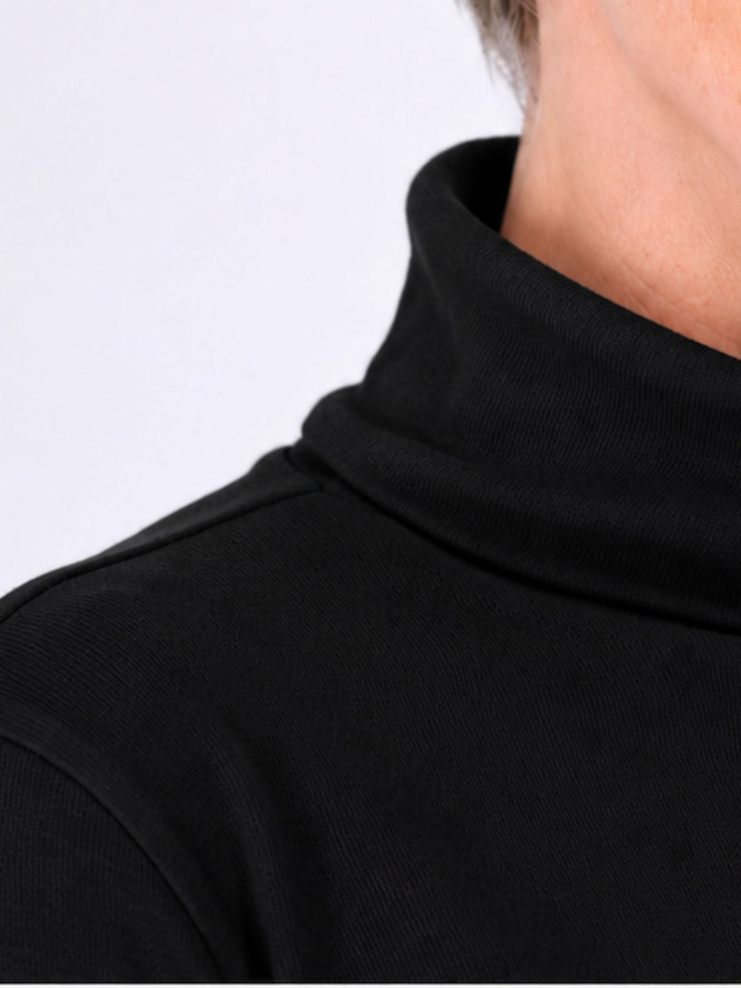 Rollkragenpullover Damen Langarm aus 100 % Baumwolle – Schwarz