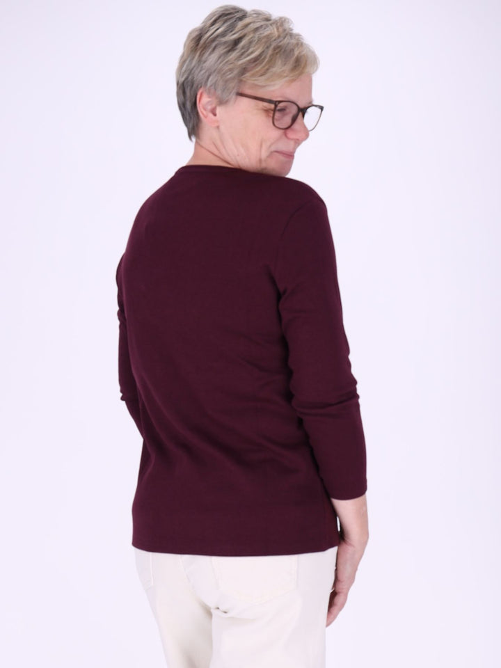 V-Ausschnitt Shirt Damen mit 3/4-Arm aus 100 % Baumwolle – Winetasting