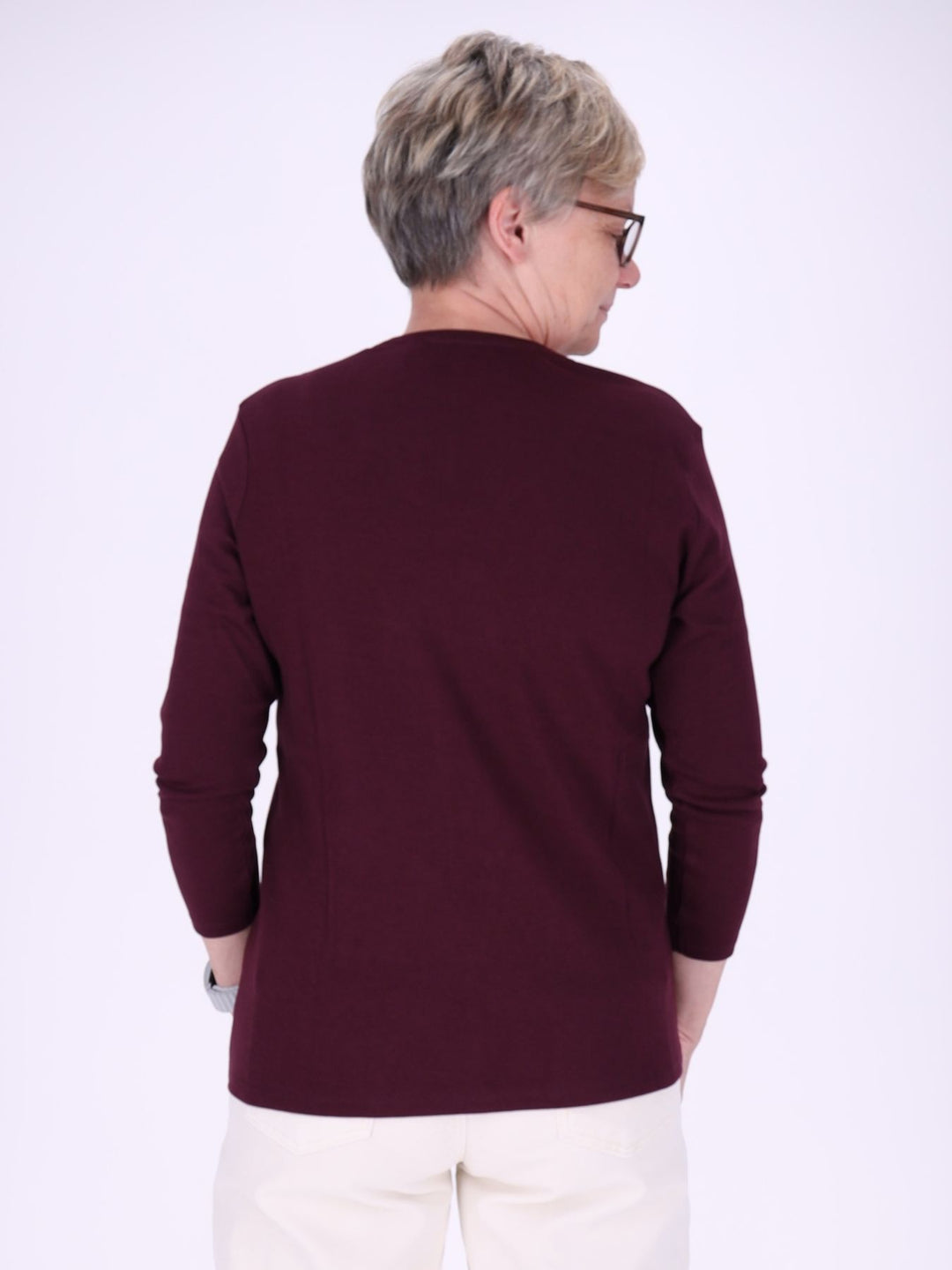 V-Ausschnitt Shirt Damen mit 3/4-Arm aus 100 % Baumwolle – Winetasting