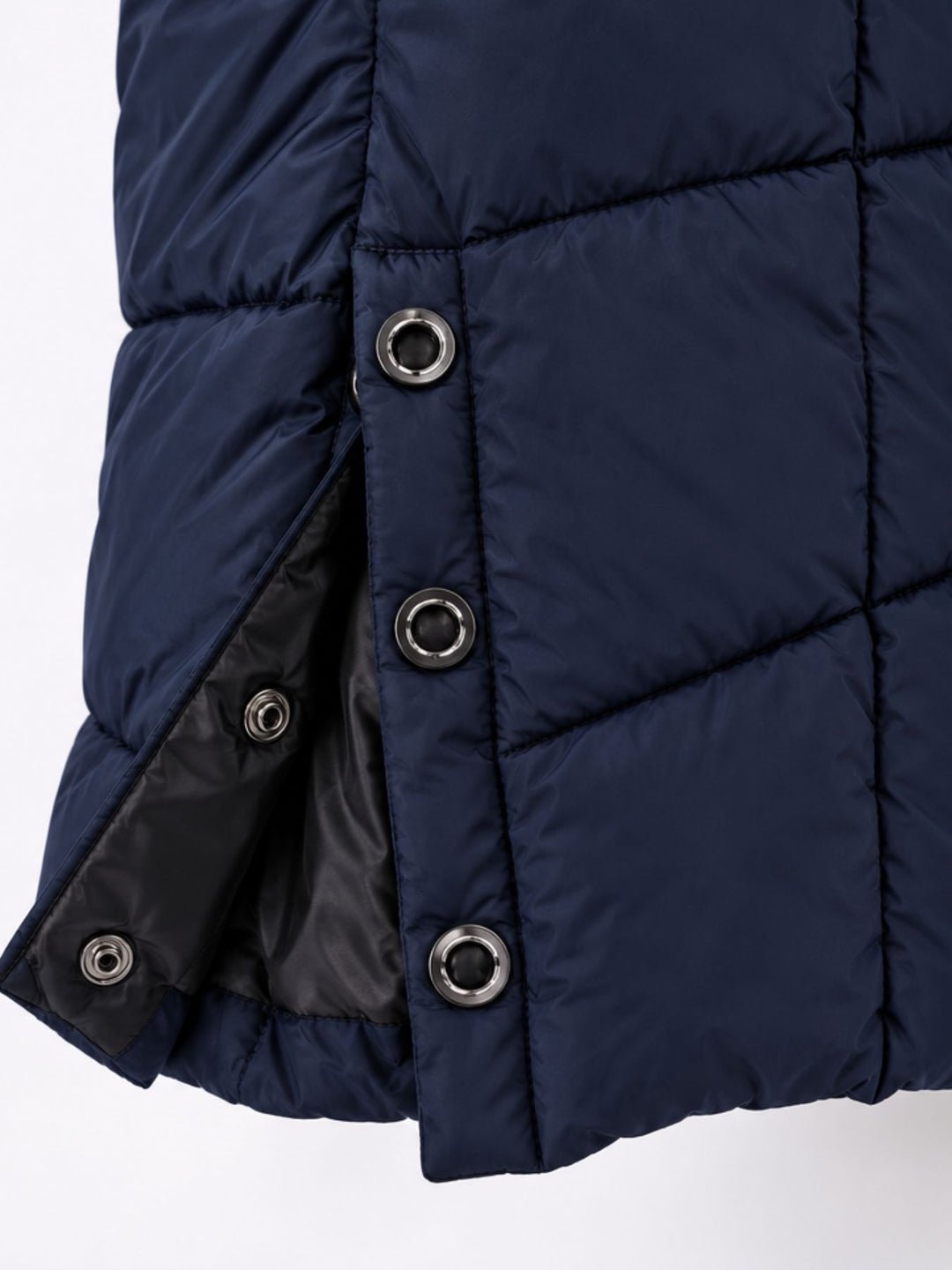 Damen Steppjacke mit Kapuze und Kontrast-Velvetfutter – Dunkelblau