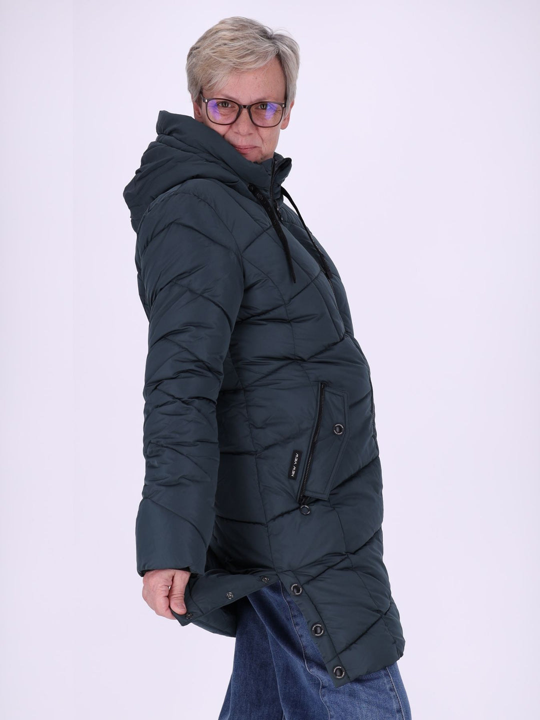 Damen Steppjacke mit Kontrast-Velvetfutter – Dunkles Petrol | Wasserabweisend