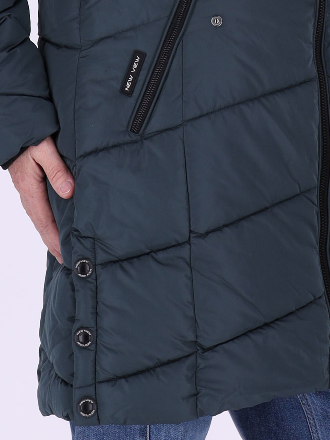 Damen Steppjacke mit Kontrast-Velvetfutter – Dunkles Petrol | Wasserabweisend