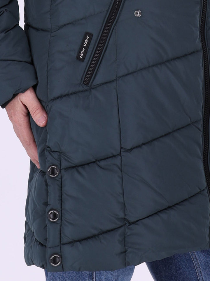 Damen Steppjacke mit Kontrast-Velvetfutter – Dunkles Petrol | Wasserabweisend