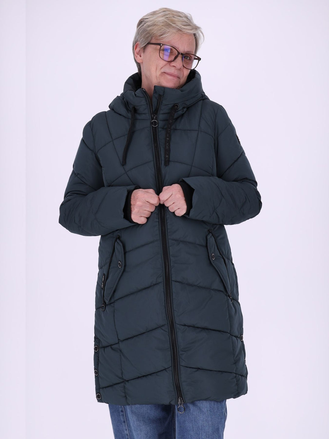 Damen Steppjacke mit Kontrast-Velvetfutter – Dunkles Petrol | Wasserabweisend