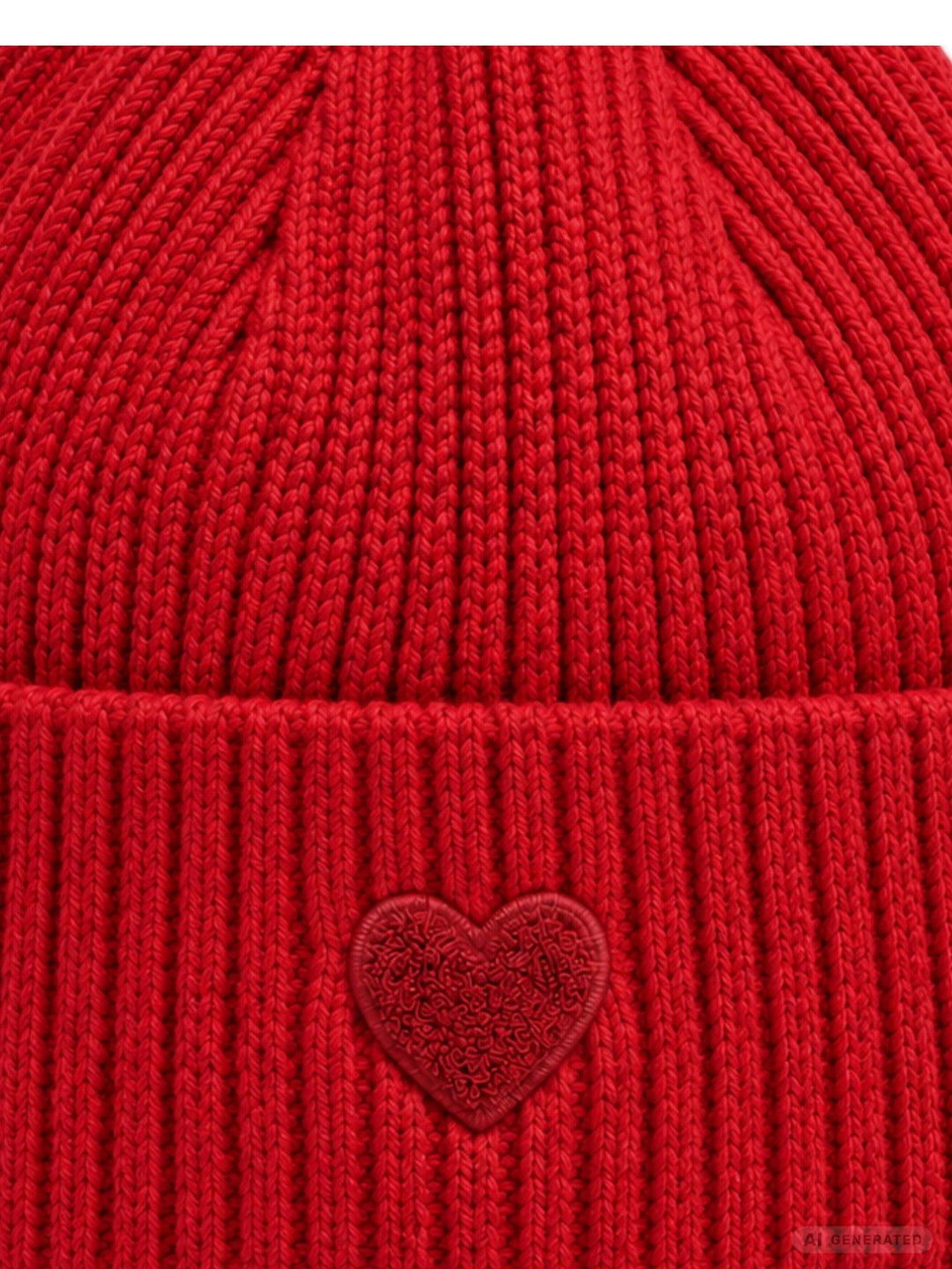 Strickmütze Damen mit Herz Ton-in-Ton – Rot