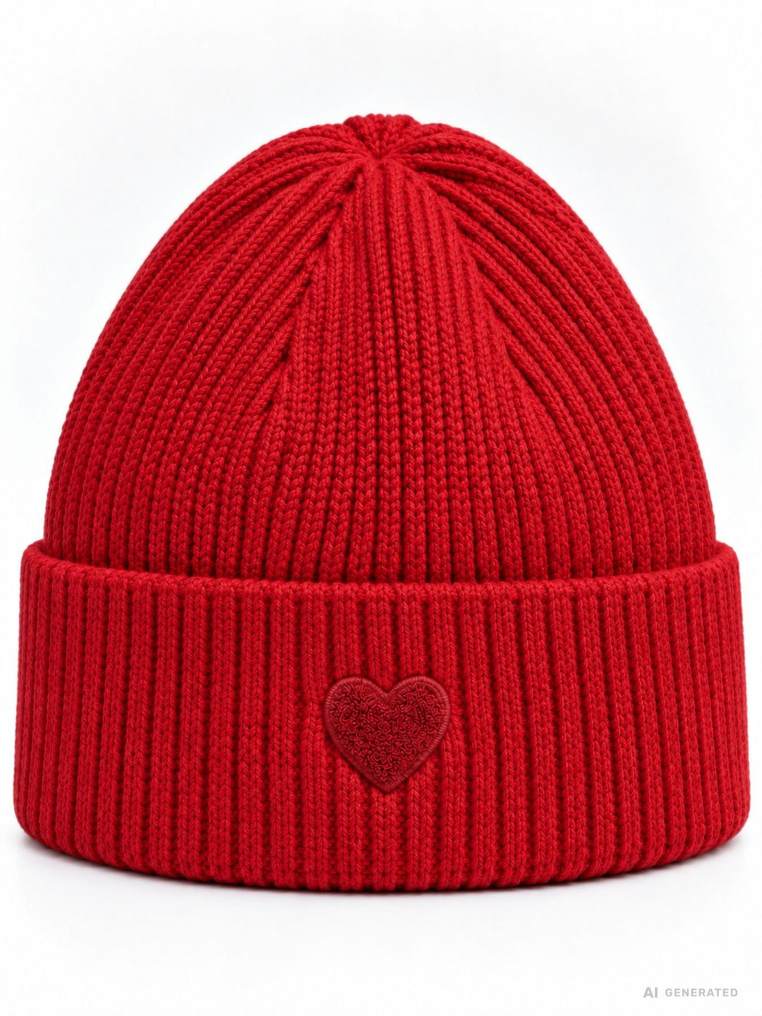 Strickmütze Damen mit Herz Ton-in-Ton – Rot