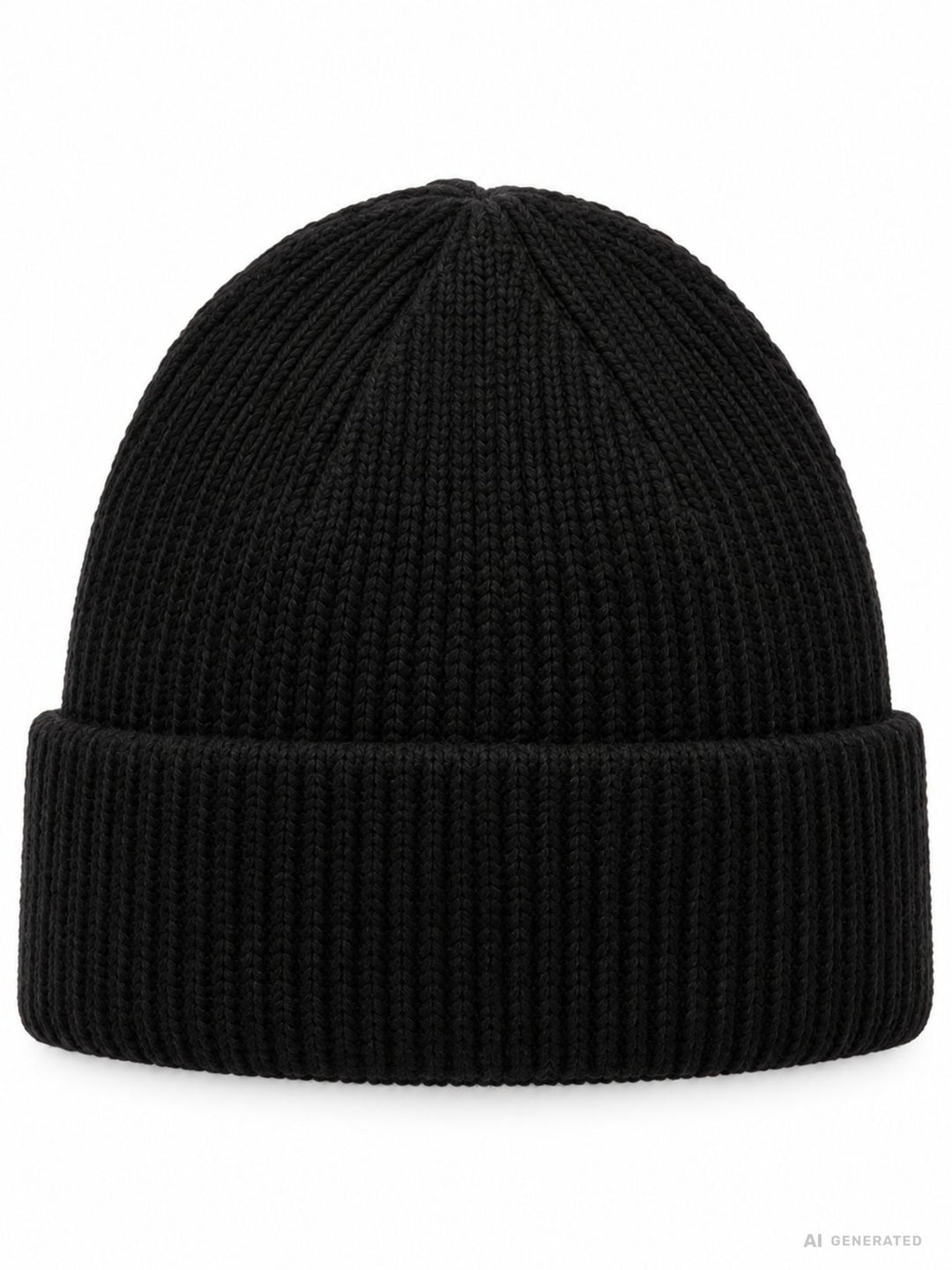 Damen Strickmütze mit Herz – Schwarz mit beigem Herz