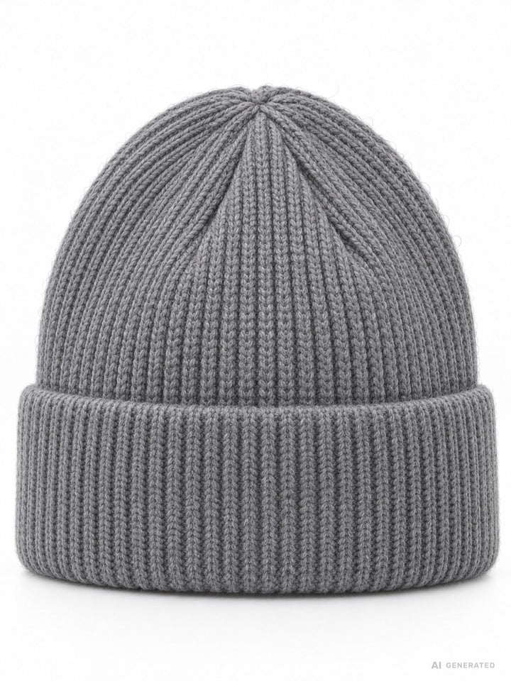 Damen Strickmütze Grau mit pinkem Herz – Kuschelig, modern & liebevoll