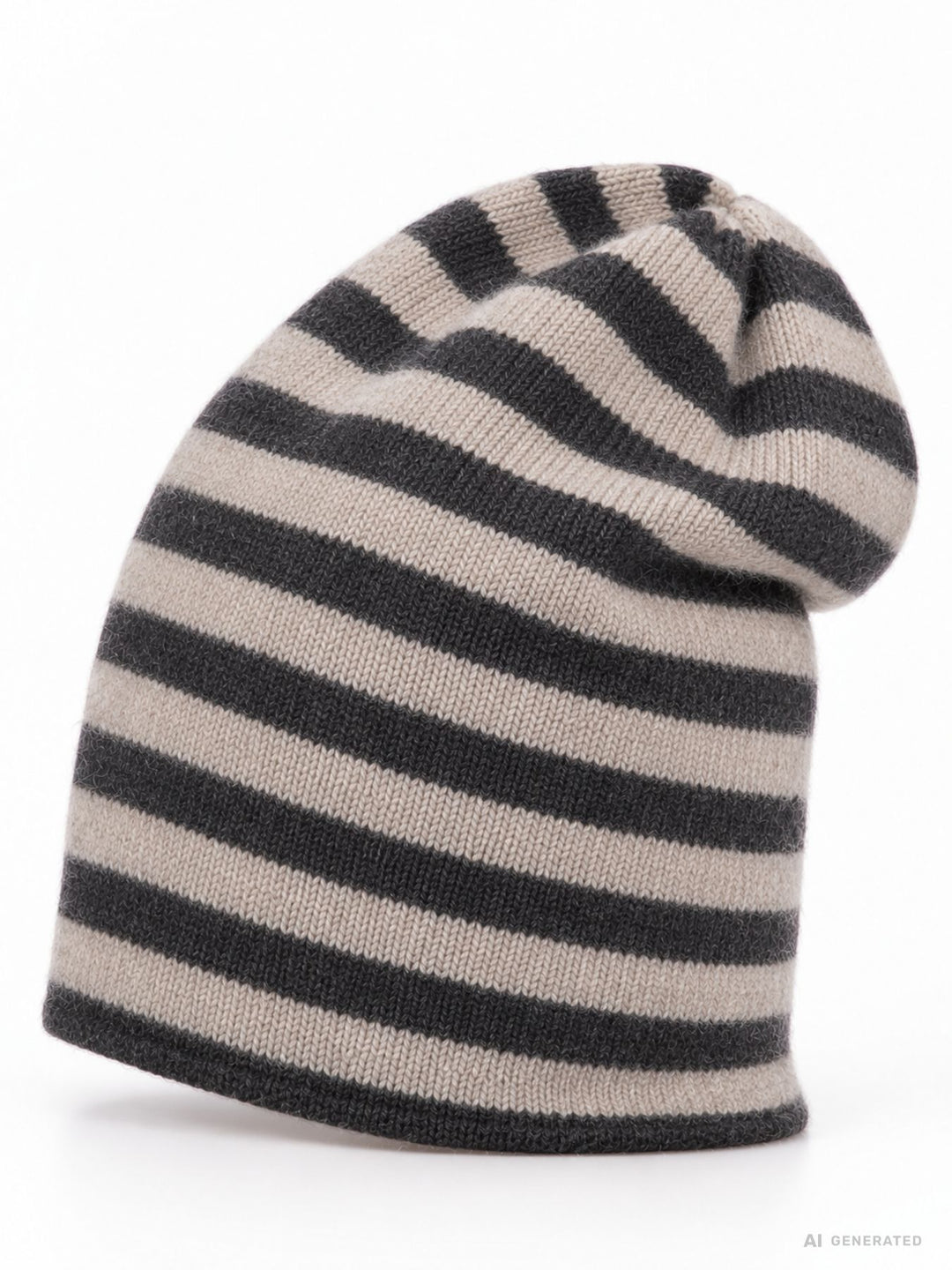 Strickmütze Ringel Dunkelbraun Beige