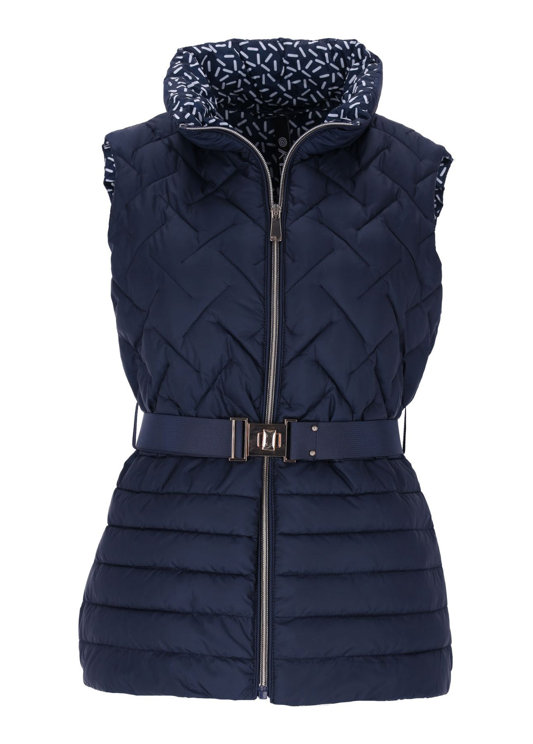 Damen Steppweste mit Gürtel – Navy