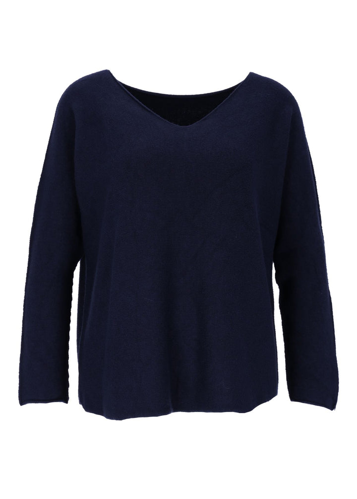 Damen Strickpullover V-Ausschnitt Navy