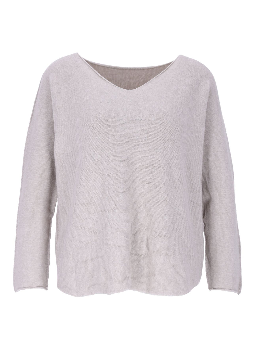 Damen Strickpullover V-Ausschnitt Beige