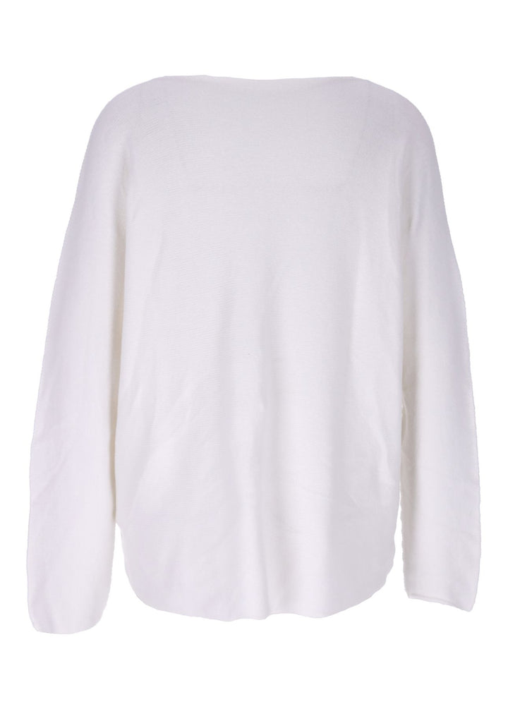 Damen Strickpullover V-Ausschnitt Weiß
