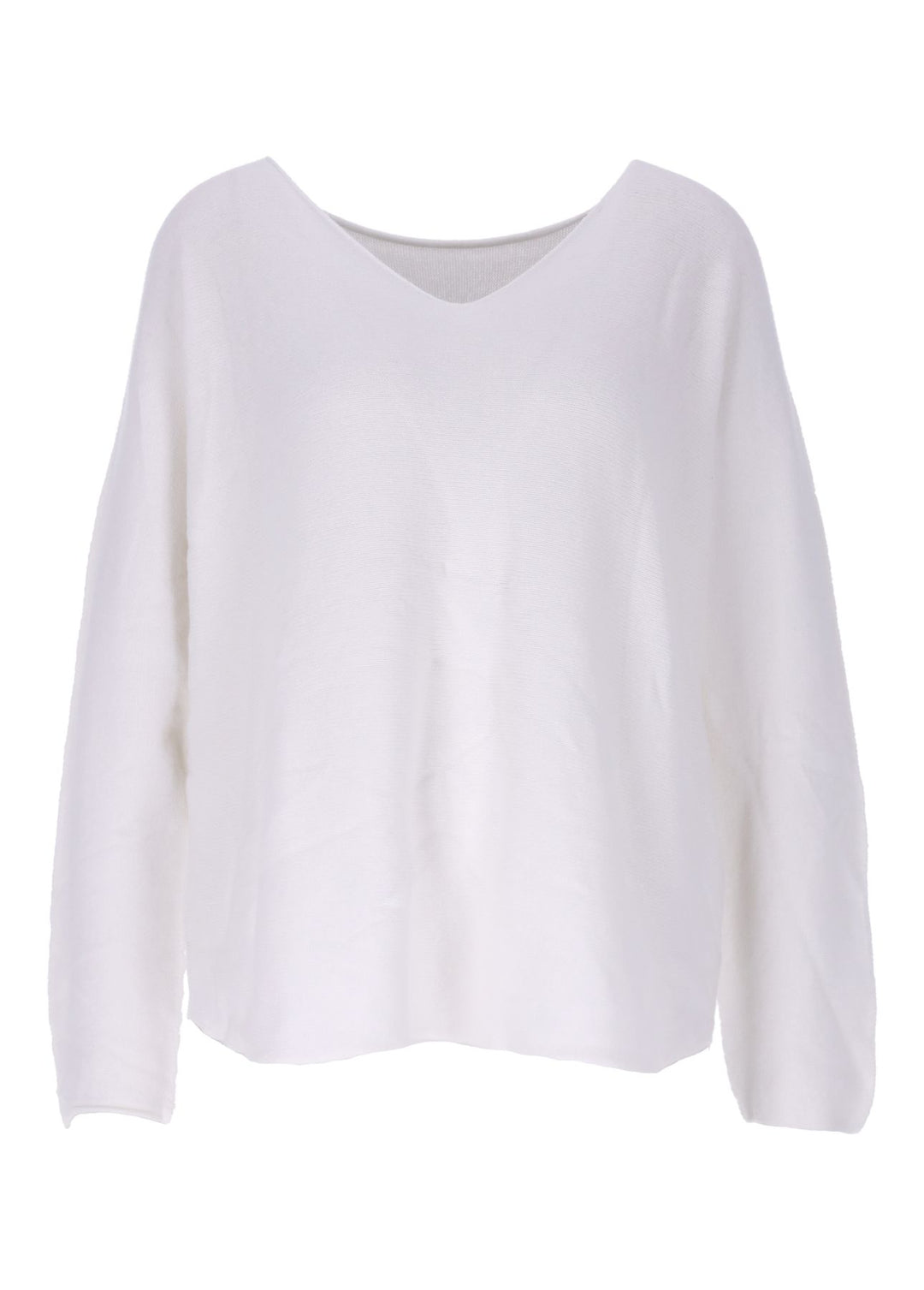 Damen Strickpullover V-Ausschnitt Weiß