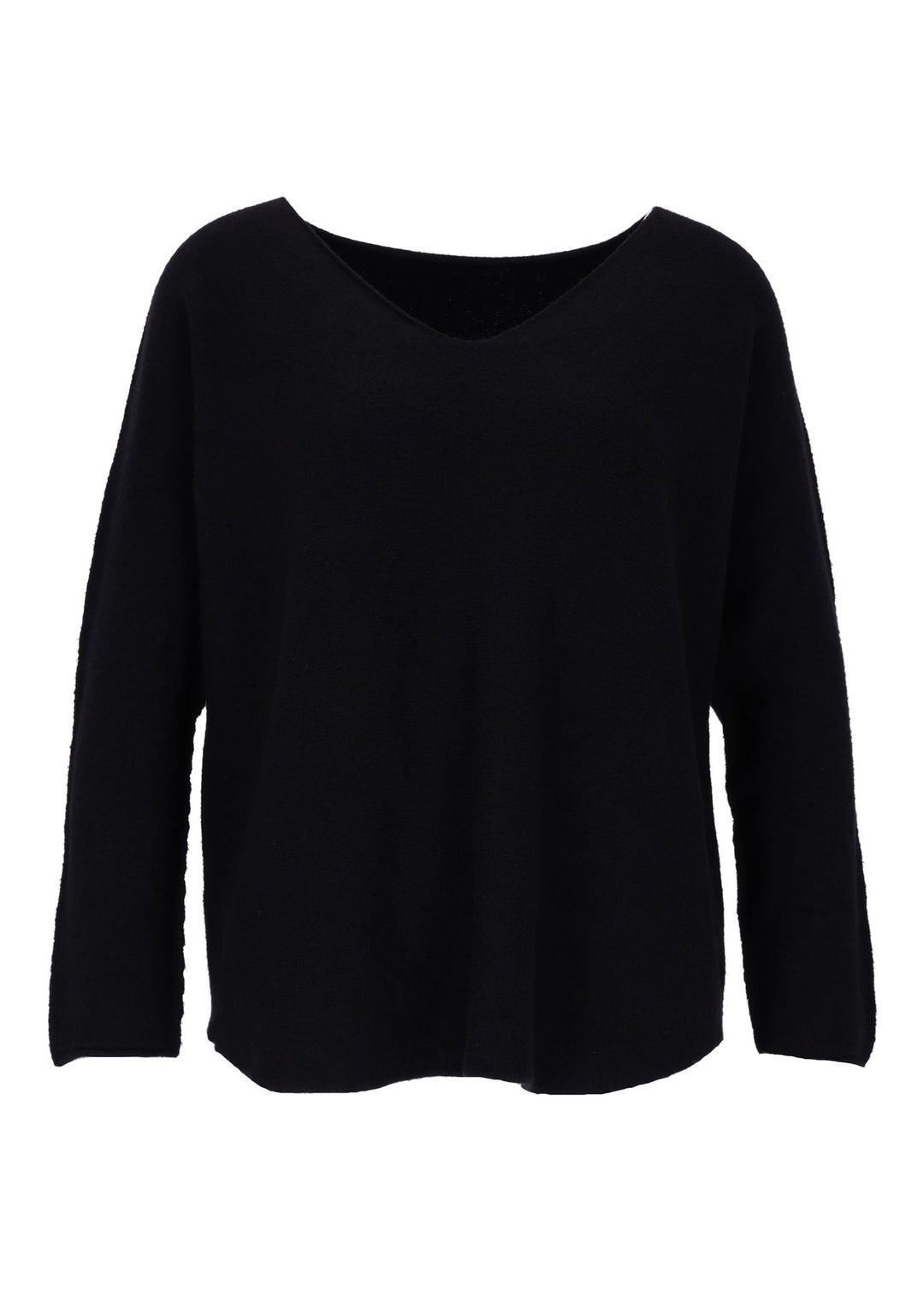 Damen Strickpullover V-Ausschnitt Schwarz