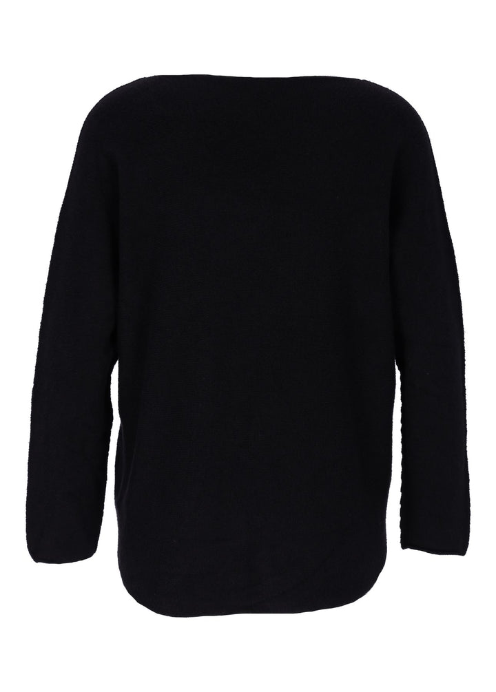 Damen Strickpullover V-Ausschnitt Schwarz