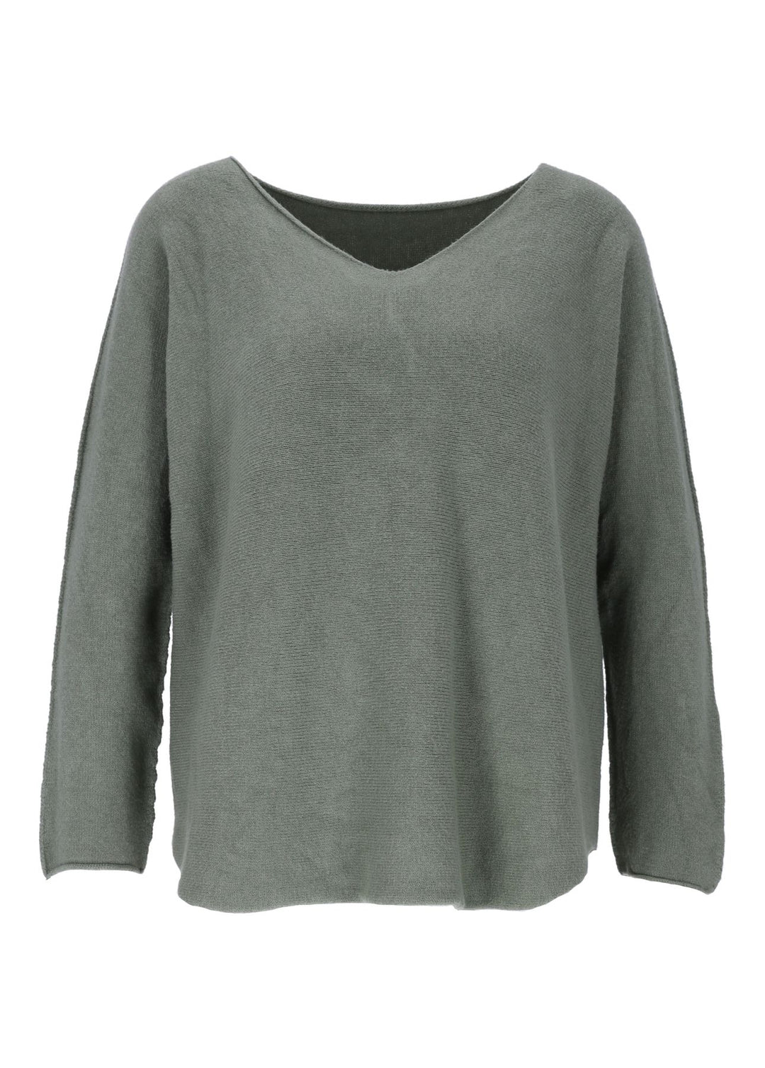 Damen Strickpullover V-Ausschnitt Militär