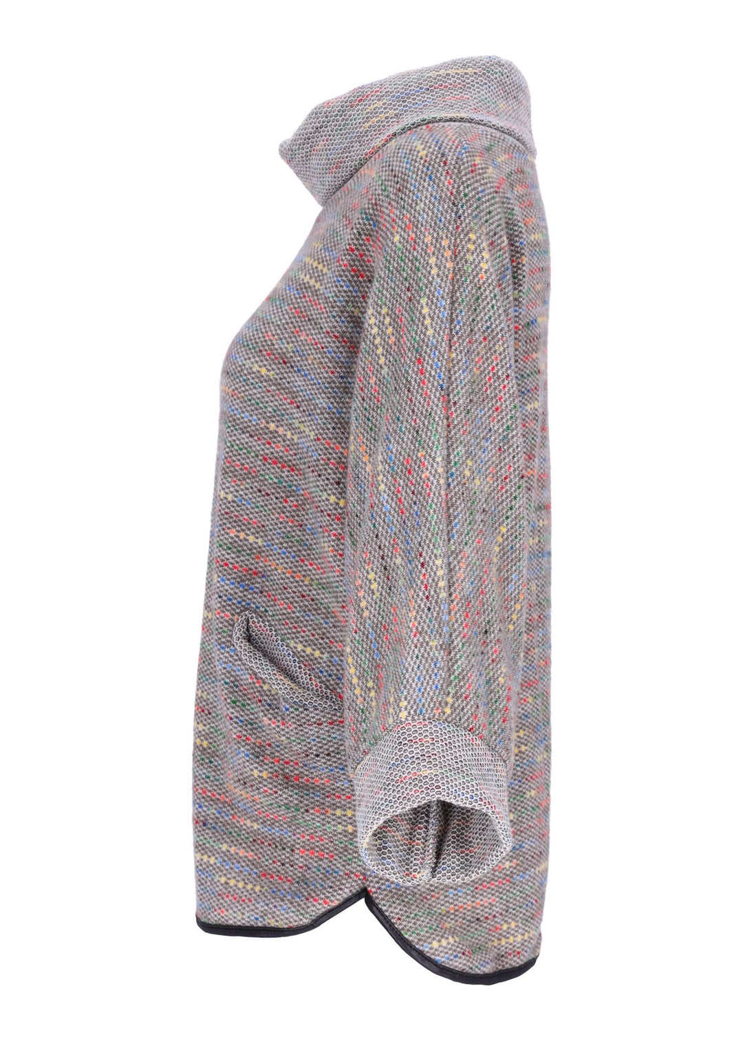 Beiges Damen Sweatshirt mit Rollkragen & 3/4-Arm