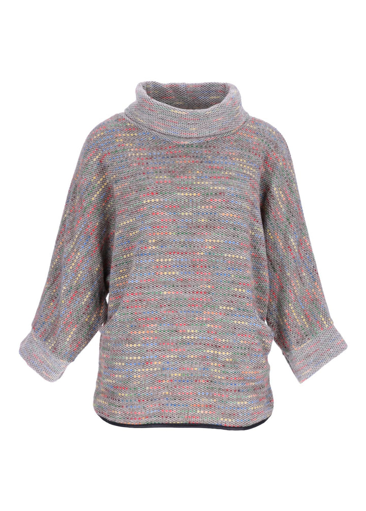 Beiges Damen Sweatshirt mit Rollkragen & 3/4-Arm