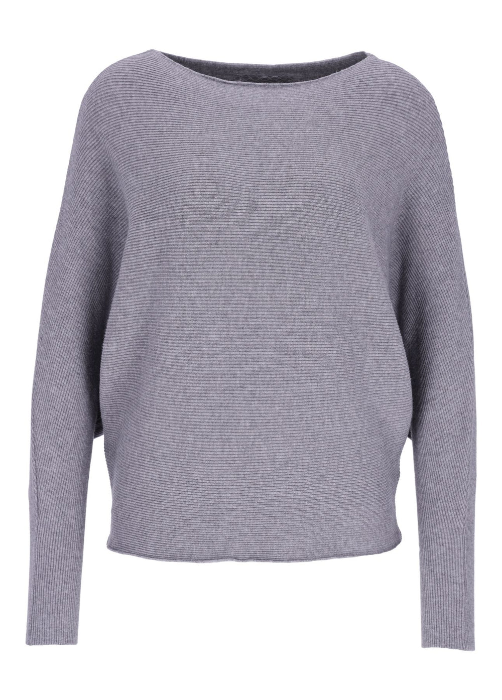 Grauer Damen Strickpullover mit Fledermausärmeln – weich, modern & vielseitig kombinierbar