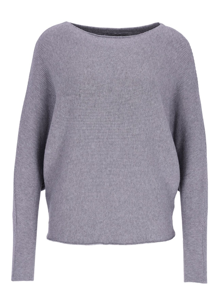 Grauer Damen Strickpullover mit Fledermausärmeln – weich, modern & vielseitig kombinierbar