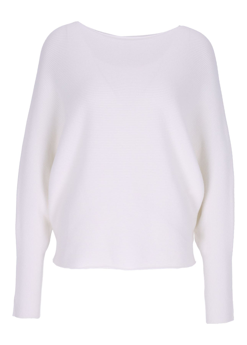 Weißer Damen Strickpullover mit Fledermausärmeln – weich, elegant & modern