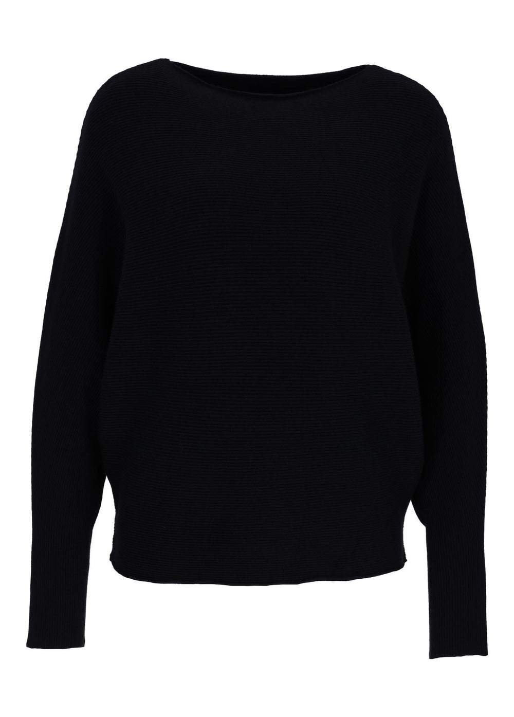 Schwarzer Damen Strickpullover mit Fledermausärmeln – elegant, weich & modern