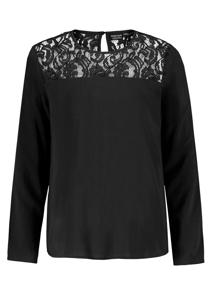 DOB Bluse, langarm, Rundhals mit Pa