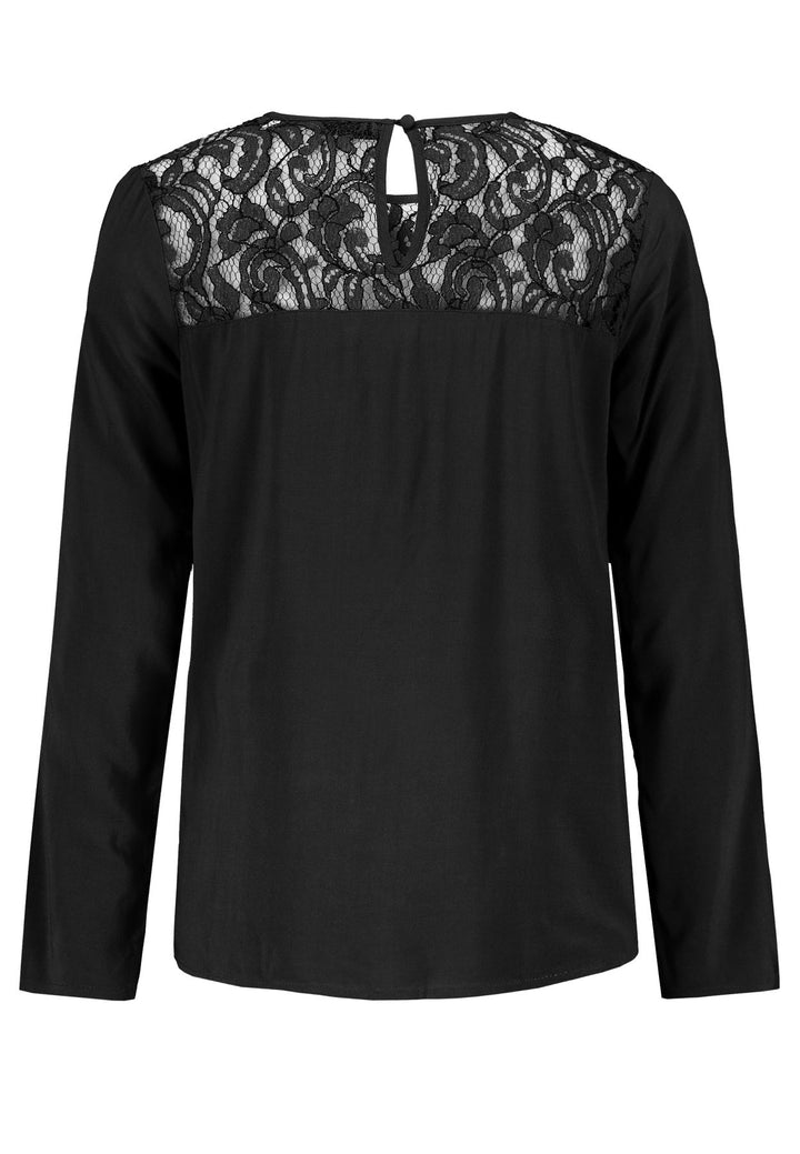 DOB Bluse, langarm, Rundhals mit Pa