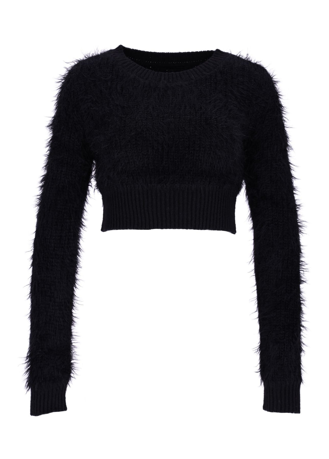 Damen Strickpullover kurz in Schwarz