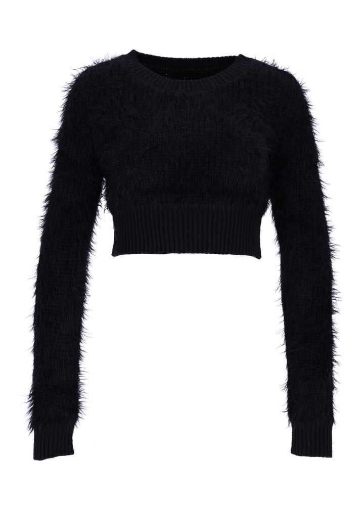 Damen Strickpullover kurz in Schwarz