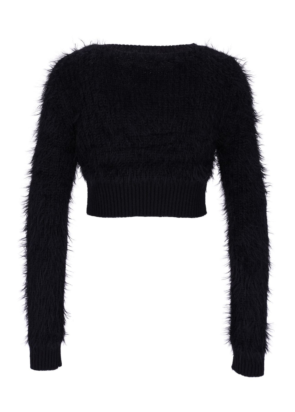 Damen Strickpullover kurz in Schwarz