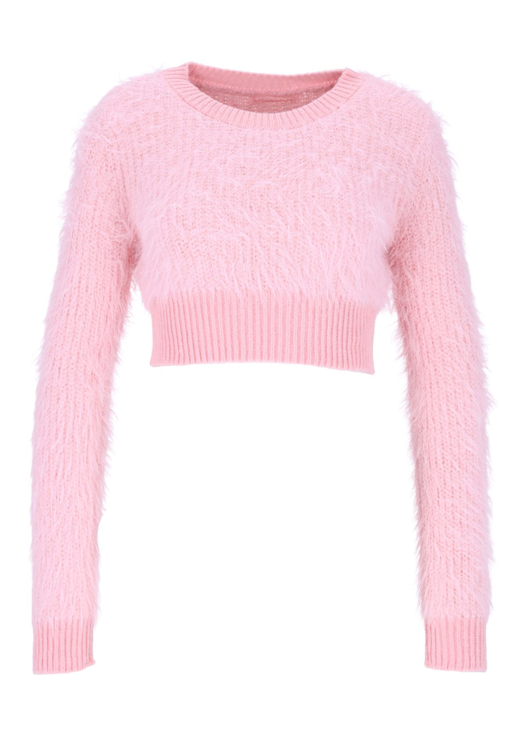 Damen Strickpullover im Boa-Style – Rosa