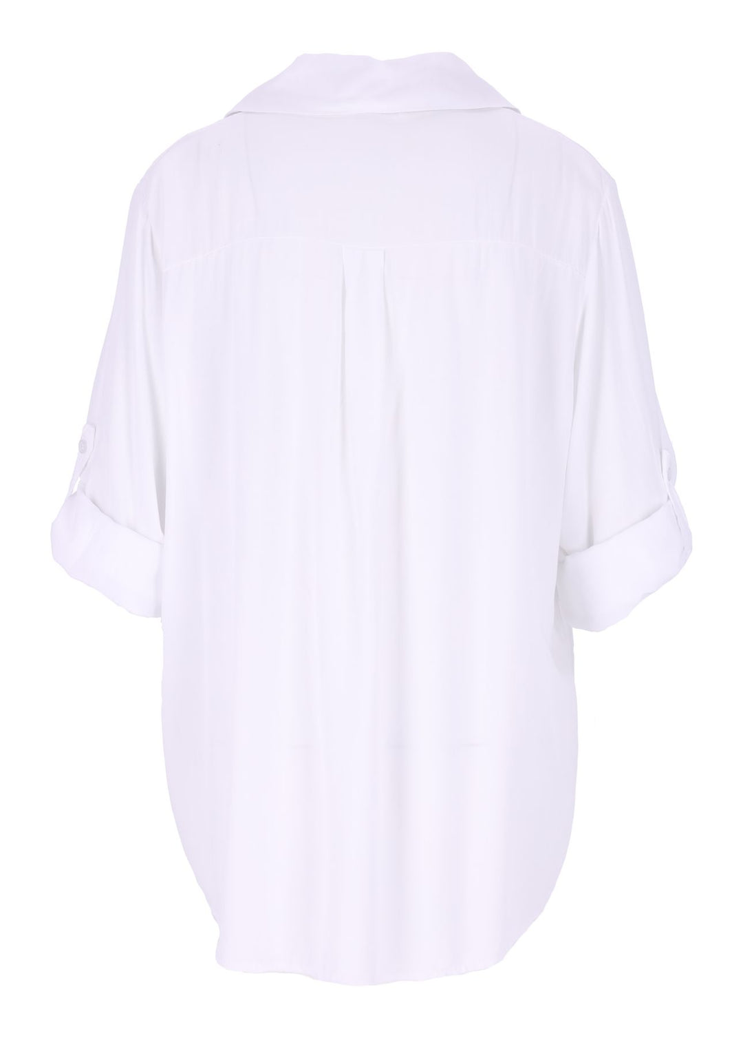 Damen Bluse mit Stehkragen und Knopfleiste – Bianco