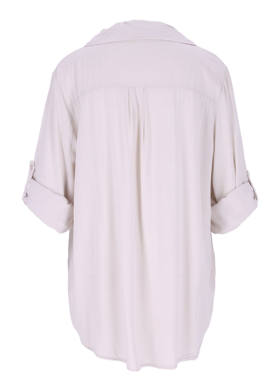 Damen Bluse mit Stehkragen und Knopfleiste – Beige