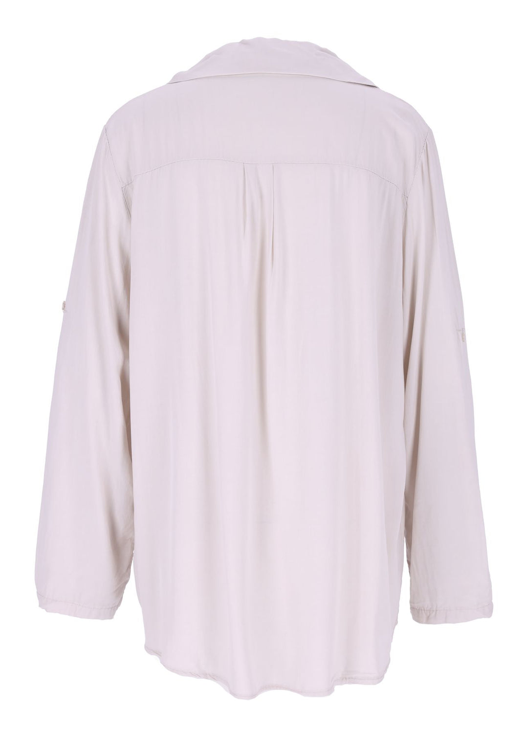 Damen Bluse mit Stehkragen und Knopfleiste – Beige