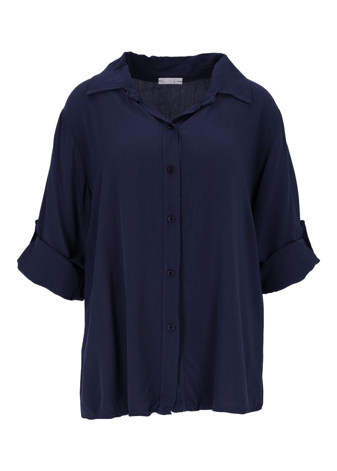 Damen Bluse mit Stehkragen und Knopfleiste – Blue Scuro